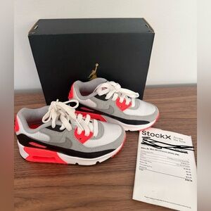 New in box Nike Air Max 90 Premium Infrared 2020 PS 11C toddler White black red